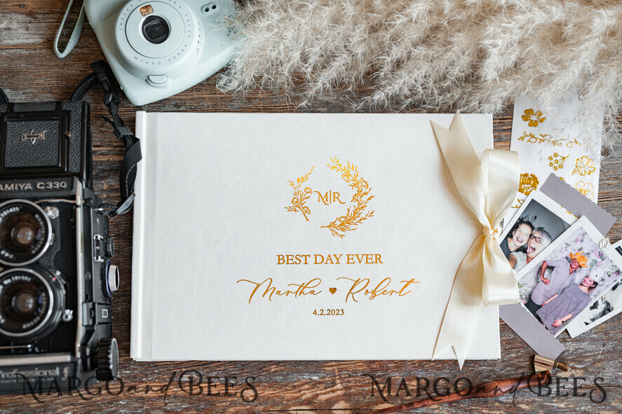 WEDDING GUEST BOOKS Velvet Instax Guestbook Elegant Ivory Instax velvet Wedding GuestBook Gold, Large Instant Wedding Guest Book, Polaroid velvet Guestbook