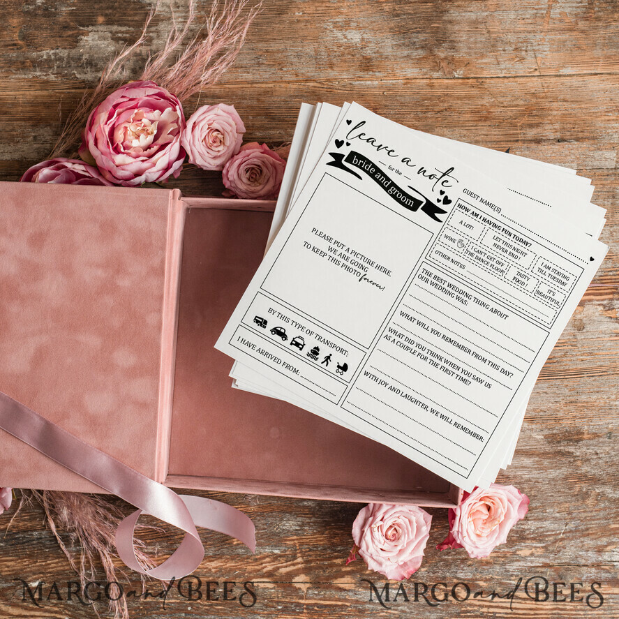 WEDDING GUEST BOOKS alternative guest book Alternative Guestbook Wedding Mad Lib Sheets in Velvet Box Marriage advice mad lib Box Instax Leave a Note to Bride & Groom Personalised Box