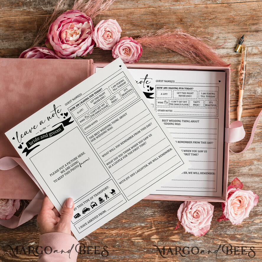 WEDDING GUEST BOOKS alternative guest book Alternative Guestbook Wedding Mad Lib Sheets in Velvet Box Marriage advice mad lib Box Instax Leave a Note to Bride & Groom Personalised Box