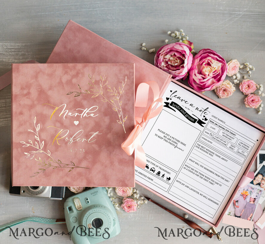 WEDDING GUEST BOOKS alternative guest book Luxury Wedding GuestBook, Instant Photo Book Instax Wedding Photo Guestbook, pink and gold wedding guest book