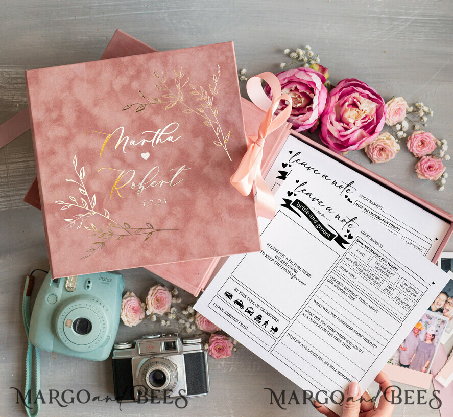 WEDDING GUEST BOOKS alternative guest book Luxury Wedding GuestBook, Instant Photo Book Instax Wedding Photo Guestbook, pink and gold wedding guest book