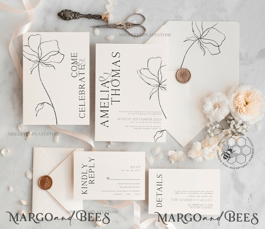 TEMPLETT wedding invitation download Fine art wedding invitation template, Instant download Boho Wedding Invites, Simple Wedding Invitation Printable Template, Elegant Invites