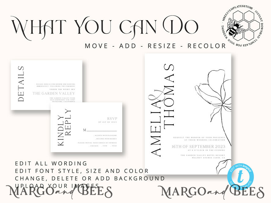 TEMPLETT wedding invitation download Fine art wedding invitation template, Instant download Boho Wedding Invites, Simple Wedding Invitation Printable Template, Elegant Invites