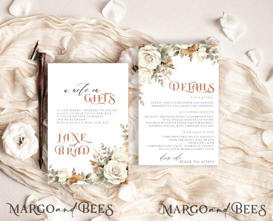TEMPLETT wedding invitation download Boho Flower Vintage wedding Invitations Set Template, Instant Download Printable Invites Home Printing, Simple Wedding Cards