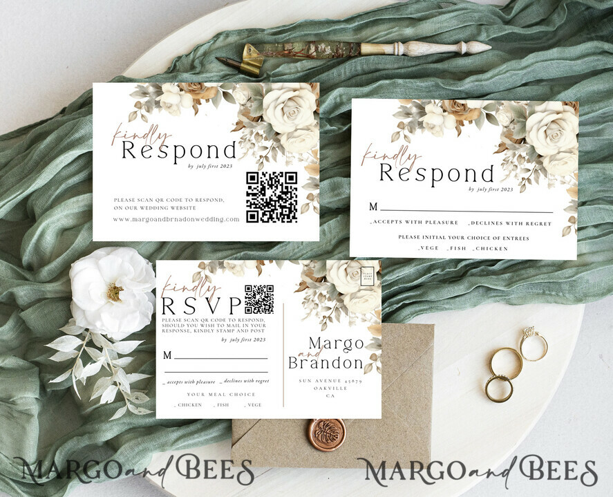 TEMPLETT wedding invitation download Boho Fall Flowers wedding Invitations Set Template, Instant Download Printable Invites Home Printing, Simple Cards
