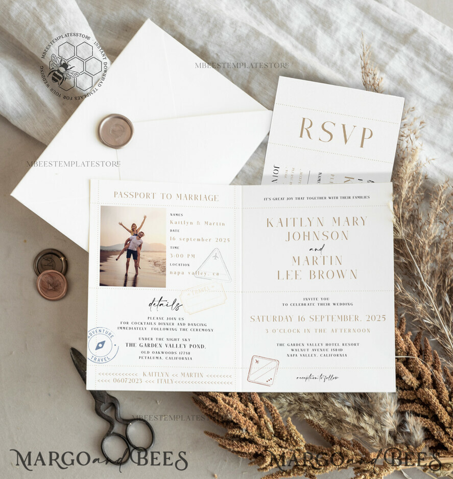 TEMPLETT wedding invitation download passport wedding invitation template, Instant download destination Wedding Invites, travel Printable Template Invitations, boarding pass
