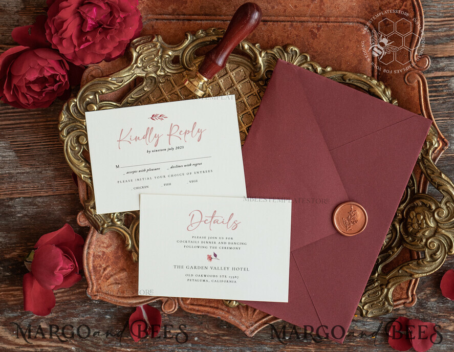 TEMPLETT wedding invitation download Boho fall wedding Invitations Set Pumpkin Template, Instant Fall Download Printable Invites Home Printing, Terracotta Autumn Wedding Invitation Card Set