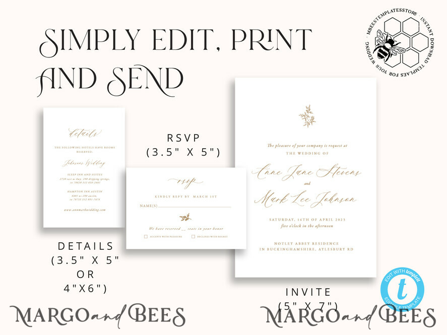 TEMPLETT wedding invitation download Fine art wedding invitation template, Instant download Boho Wedding Invites, Simple Wedding Invitation Printable Template, Elegant Invites