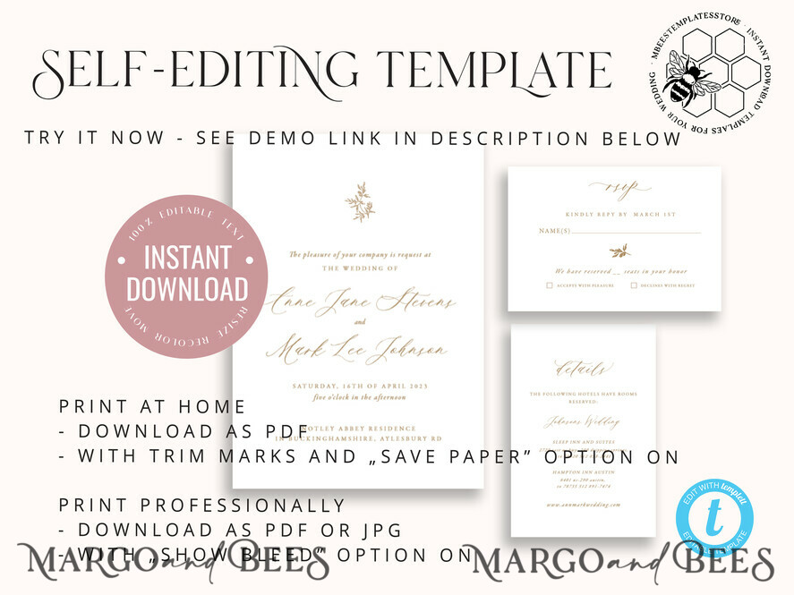 TEMPLETT wedding invitation download Fine art wedding invitation template, Instant download Boho Wedding Invites, Simple Wedding Invitation Printable Template, Elegant Invites