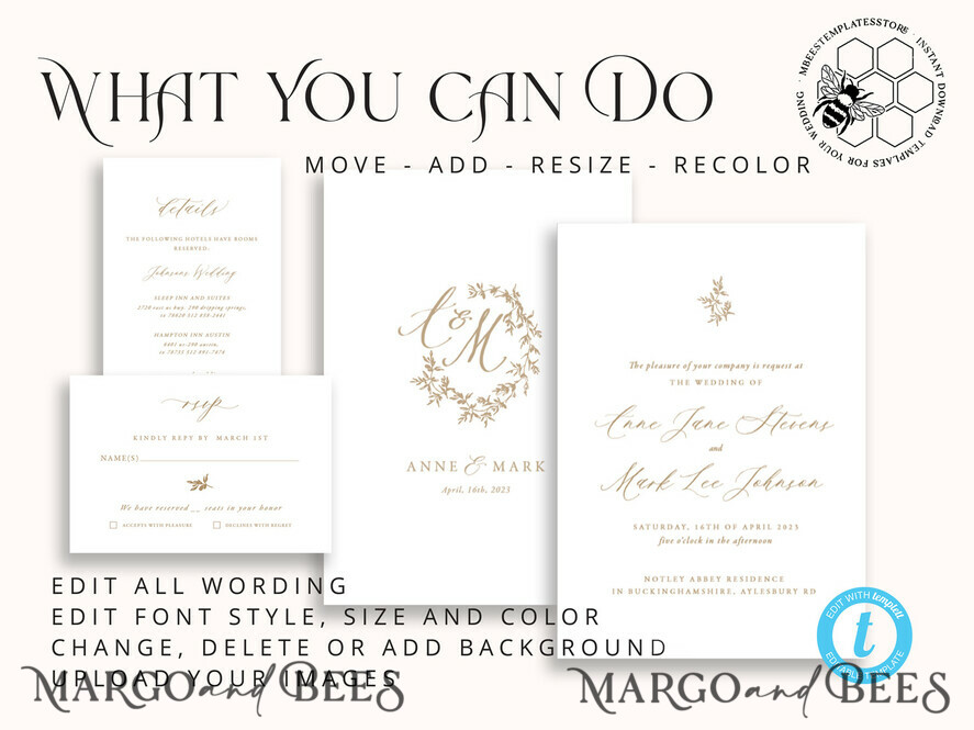 TEMPLETT wedding invitation download Fine art wedding invitation template, Instant download Boho Wedding Invites, Simple Wedding Invitation Printable Template, Elegant Invites