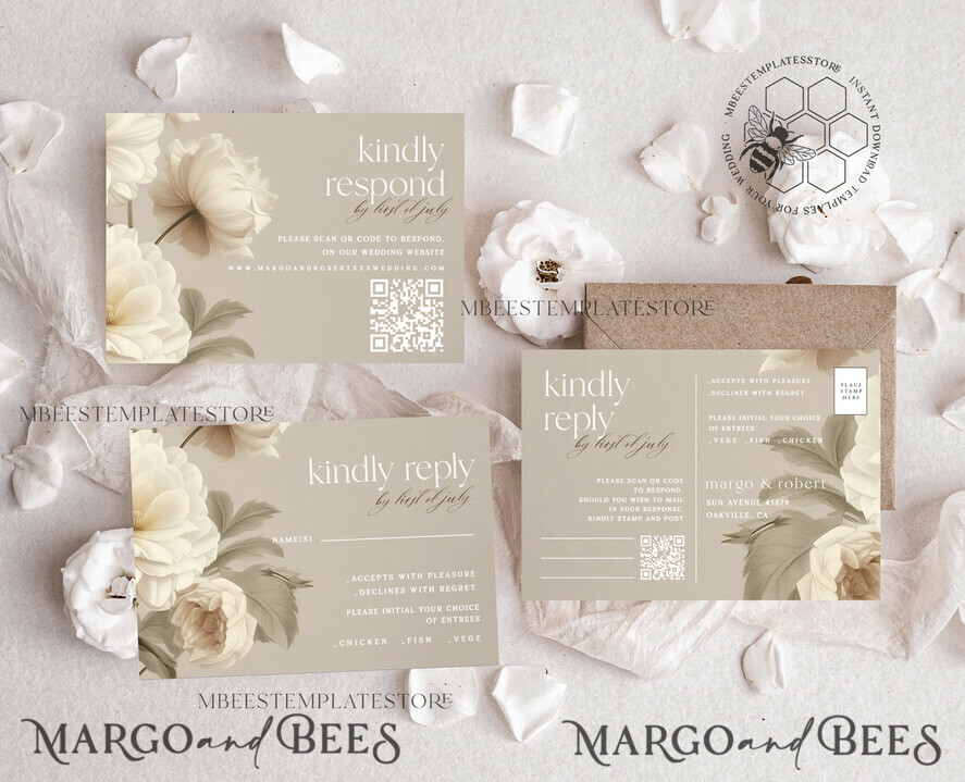 TEMPLETT wedding invitation download Romantic Vintage Flowers Painting Oil wedding Invitations Set Template, Instant Download Printable Invites Home Printing, Simple Cards