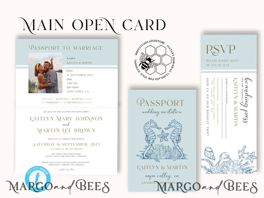 TEMPLETT wedding invitation download passport wedding invitation template, Instant download destination Wedding Invites, travel Printable Template Invitations, boarding pass