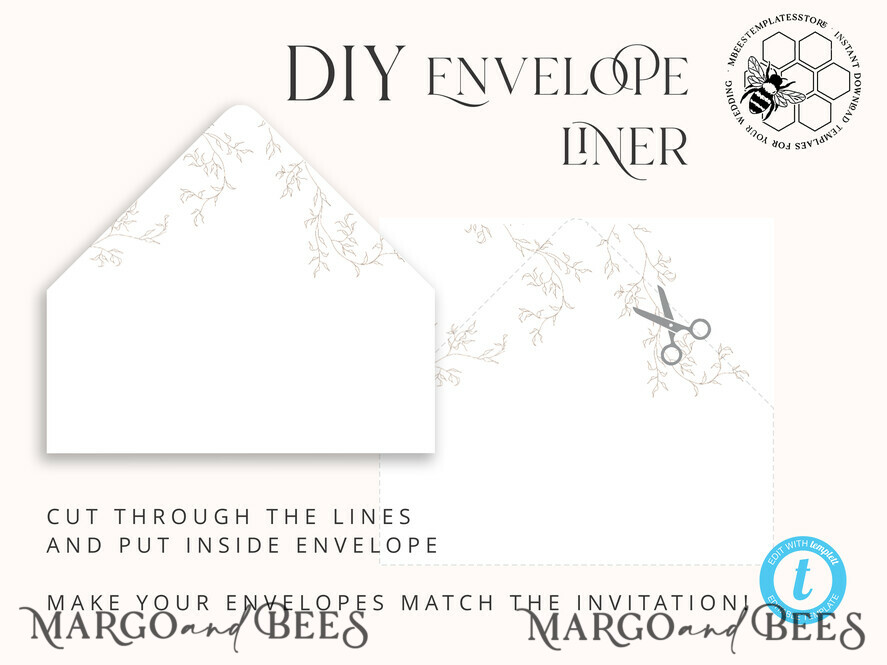 TEMPLETT wedding invitation download Modern wedding invitation template, Instant download Boho Wedding Invites, Simple Wedding Invitation Printable Template, Elegant Invites