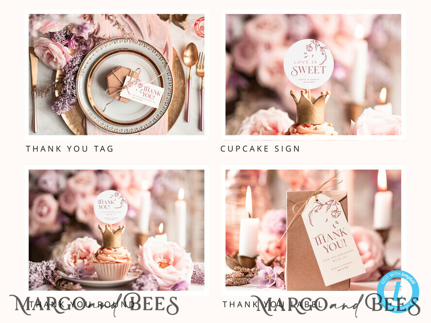 TEMPLETT wedding set Modern Wedding Set Bundle Templates Invitation Personalised Elegant Template Kit Wedding Invitation Set Invitation Download