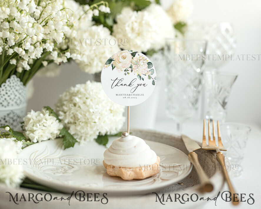 TEMPLETT wedding stationery Sage Green Round Favor Tag Template, Greenery Round Favor Tag Template, Editable Thank You Tag, Printable Wedding Gift Tags, Party Shower Tags, WRoses55