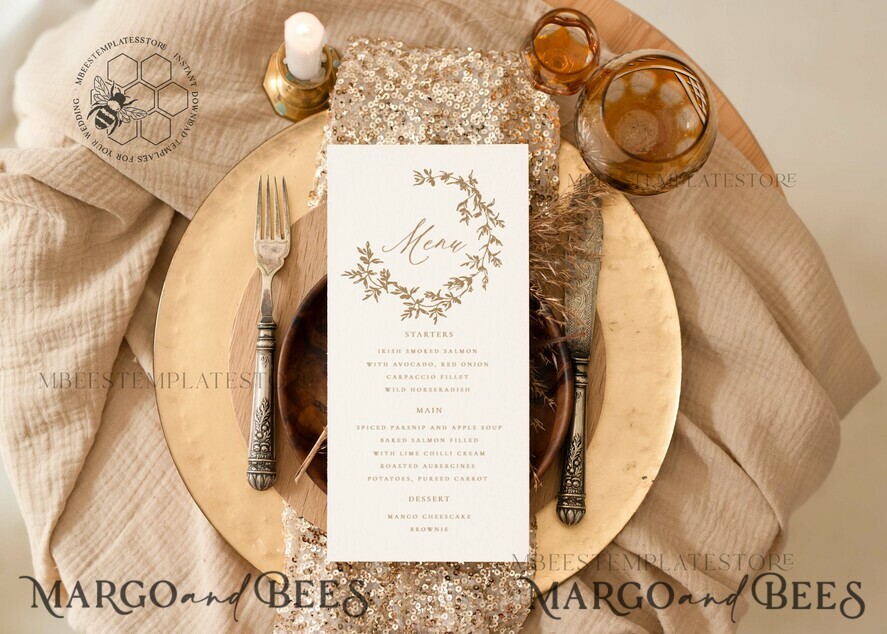 TEMPLETT wedding stationery Rustic Boho wedding menu template, dinner menu editable, Instant download Boho wedding menu Garden wedding menu Printable