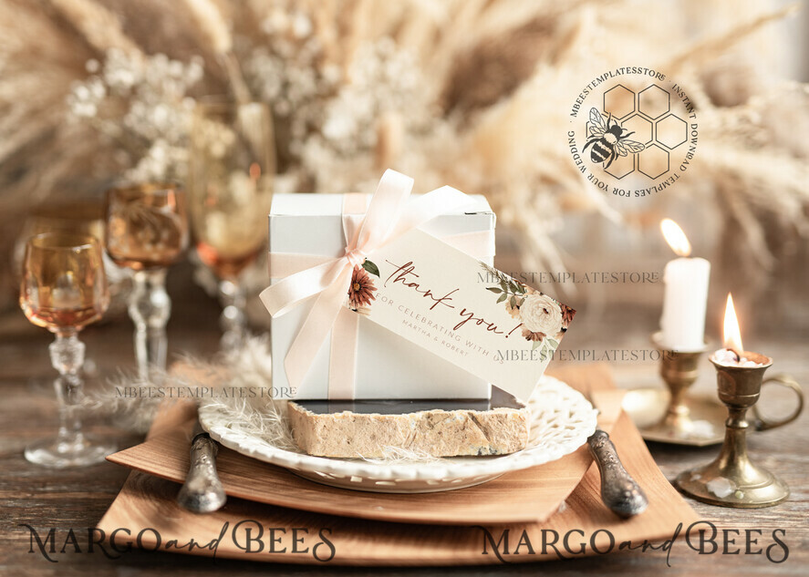 TEMPLETT wedding stationery Boho Favor Tag Template, Rustic Favor Tag Template, Editable Thank You Tag, Printable Wedding Gift Tags, Party Tags, Wboho10
