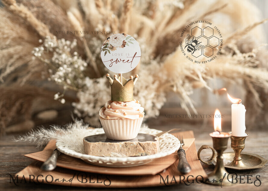 TEMPLETT wedding stationery Love is sweet Boho Round Favor Tag Template, Rustic Favor Tags, Editable Thank You Tag, Printable Gift Tags, Guests Party Tags, Wboho10