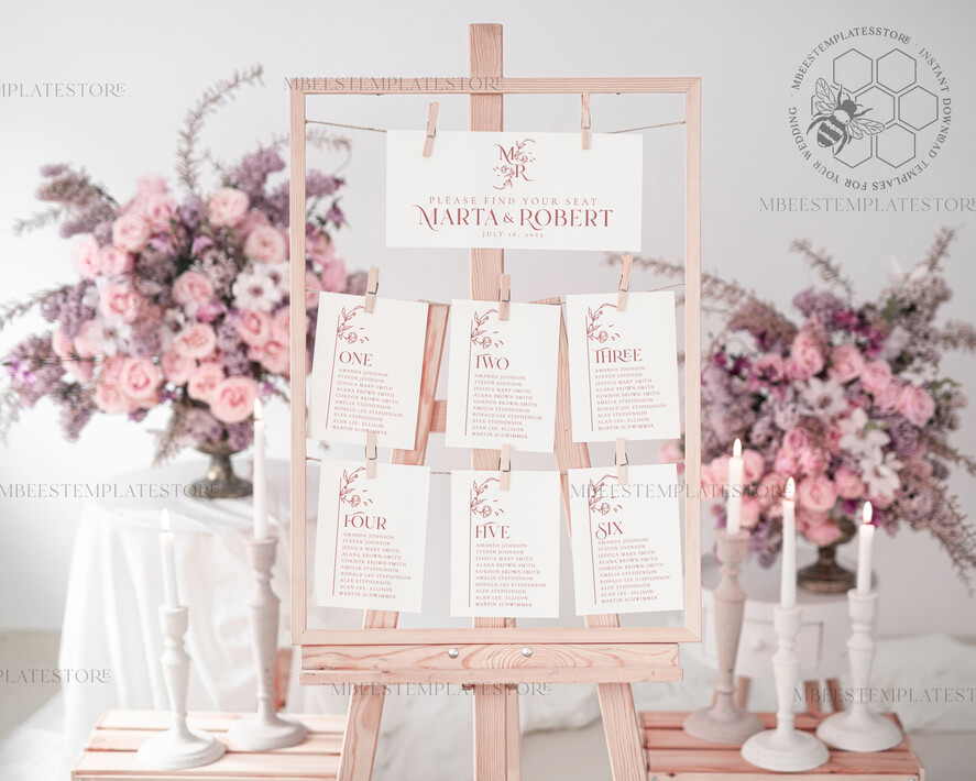 TEMPLETT wedding signs Boho Wedding Seating Chart Cards Template, Printable Seating Chart Cards, Printable Editable Table Plan Templett INSTANT Download WMin1