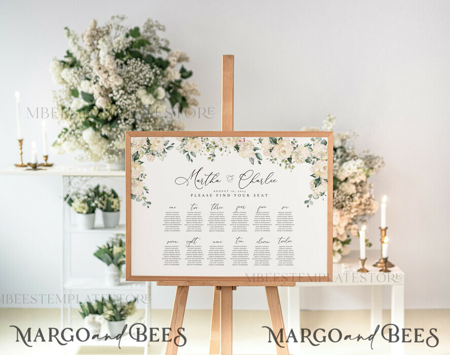 TEMPLETT wedding signs Boho Roses wedding welcome sign template, Wedding Seating Chart Template, Printable Seating Chart Wedding, Chart Sign Poster, WRoses55