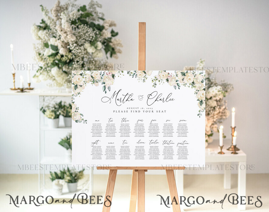 TEMPLETT wedding signs Boho Roses wedding welcome sign template, Wedding Seating Chart Template, Printable Seating Chart Wedding, Chart Sign Poster, WRoses55