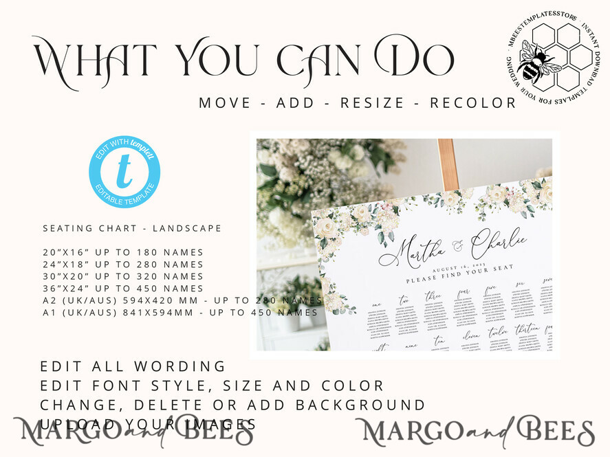 TEMPLETT wedding signs Boho Roses wedding welcome sign template, Wedding Seating Chart Template, Printable Seating Chart Wedding, Chart Sign Poster, WRoses55