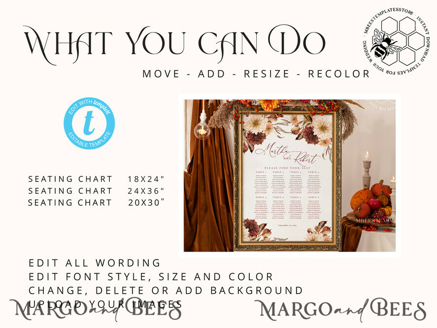 TEMPLETT wedding signs Fall Maroon Wedding Seating Chart Template, Printable Seating Chart Wedding, Chart Sign, intable, Editable, Poster, Templett INSTANT Download, Chart Board, Table Seating Chart, Seating Plan, Welcome Sign