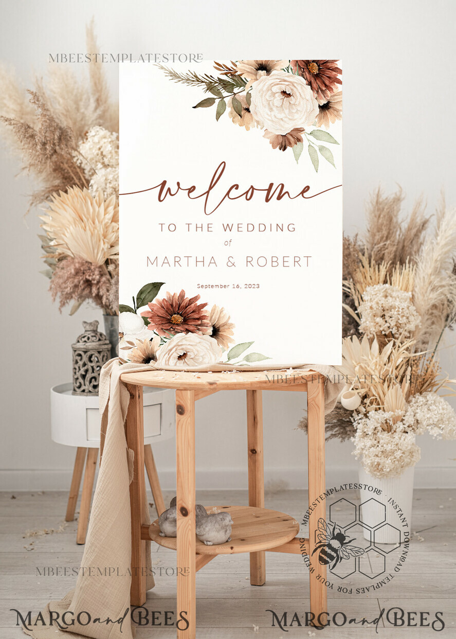 TEMPLETT wedding signs Boho wedding welcome sign template, Instant download Rustic Wedding Sign, Garden Sign Set Printable, Minimalist Large Sign, WBoho10