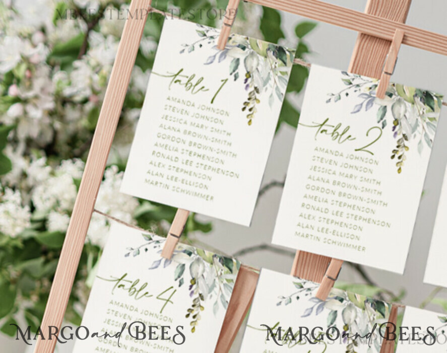 TEMPLETT wedding signs Wedding Seating Chart Cards Template, Printable Seating Chart Wedding Cards , Printable Editable Table Plan Cards Templett INSTANT Download WGreen4
