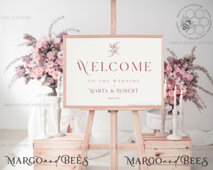 TEMPLETT wedding signs Boho wedding welcome sign template, Instant download Rustic Wedding Sign, Garden Sign Set Printable, Minimalist Large Sign, WMin1