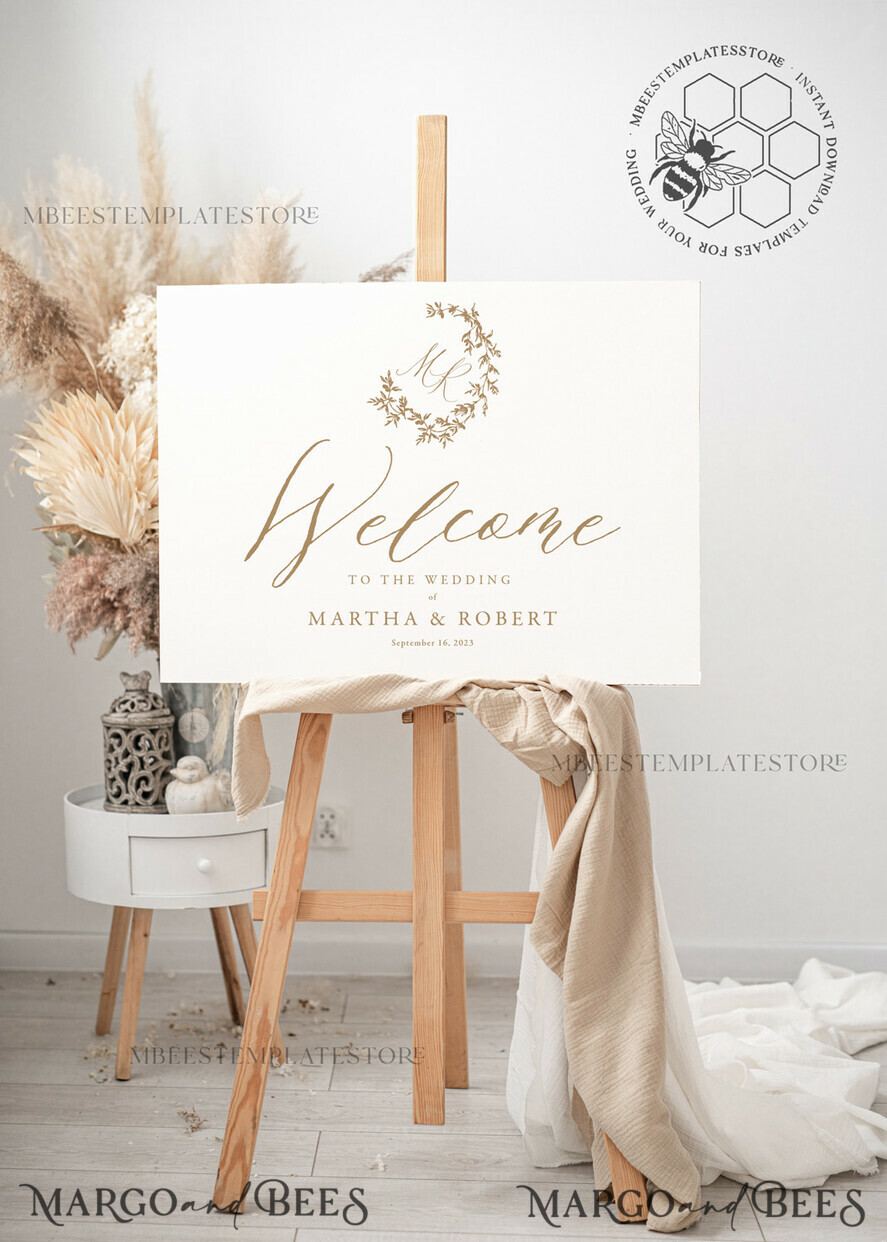 TEMPLETT wedding signs Boho wedding welcome sign template, Instant download Rustic Wedding Sign, Garden Sign Set Printable, Minimalist Large Sign