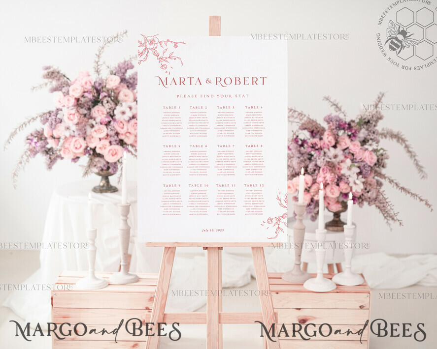TEMPLETT wedding signs Boho wedding welcome sign template, Wedding Seating Chart Template, Printable Seating Chart Wedding, Chart Sign Poster, WMin1