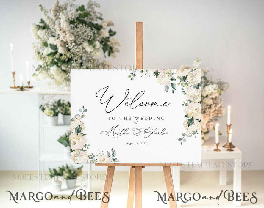 TEMPLETT wedding signs Green wedding welcome sign template, Instant download Greenery Wedding Sign, Garden Wedding Signs Set Printable, Minimalist Large Sign, WRoses55