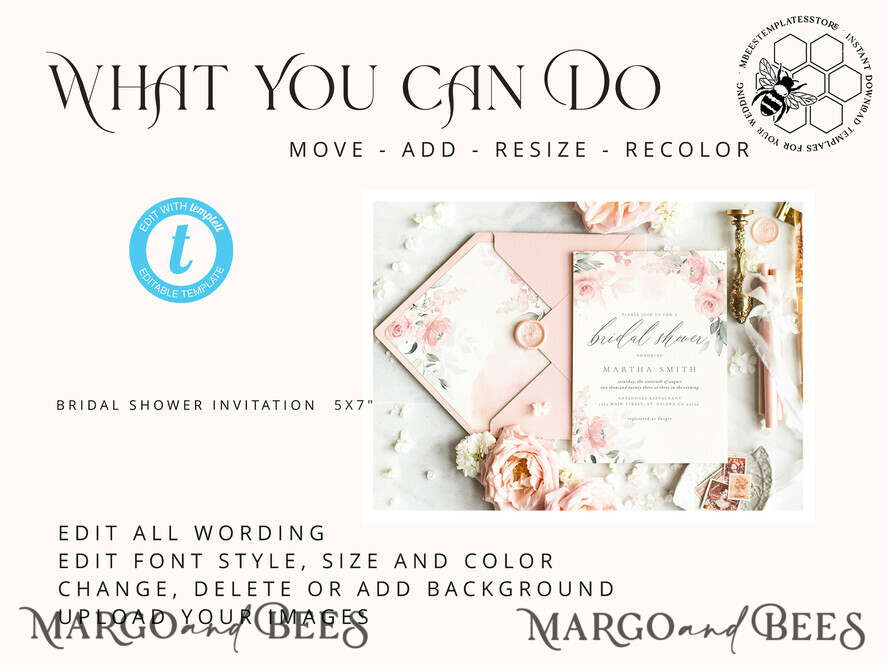 TEMPLETT bridal shower Floral bridal shower invitation template,Instant download Greenery bridal shower Invites, Elegant Garden bridal Invites Printable WRom1