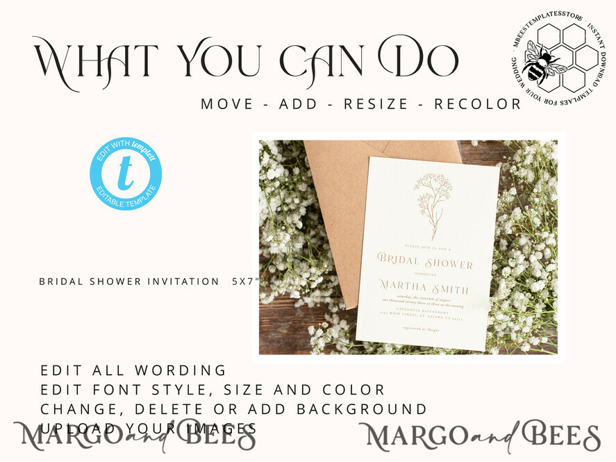 TEMPLETT bridal shower Rustic bridal shower invitation template,Instant download Greenery bridal shower Invites, Boho Garden bridal Invites Printable WGyp2
