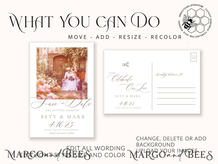 TEMPLETT save the date Fine Art save the date Postcard template, Instant download save our date card, Elegant save the date cards Set Printable Wreth1