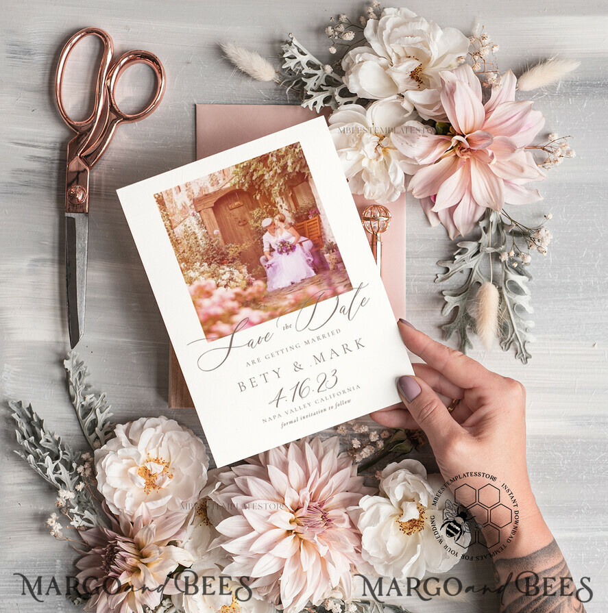 TEMPLETT save the date Fine Art save the date Postcard template, Instant download save our date card, Elegant save the date cards Set Printable Wreth1