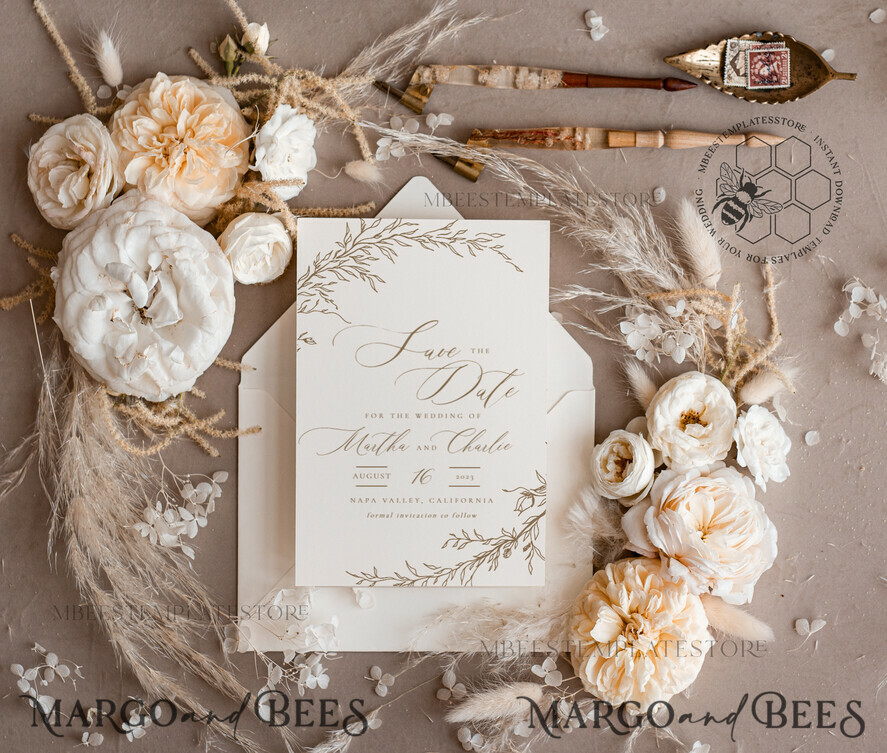 TEMPLETT save the date Boho save the date card template, Elegant Instant download save the date card, Rustic Cards Set Printable, Fine art Save Our Date