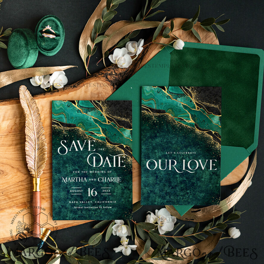 TEMPLETT save the date Sage Green save the date card template, Instant download Greenery Marble save the date card, Modern Garden save the date cards Set Printable, MrbG1