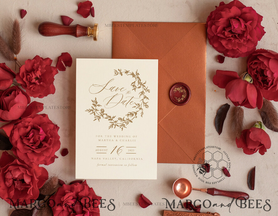 TEMPLETT save the date Boho save the date card template, Elegant Instant download save the date card, Rustic Cards Set Printable, Fine art Save Our Date, Ol1