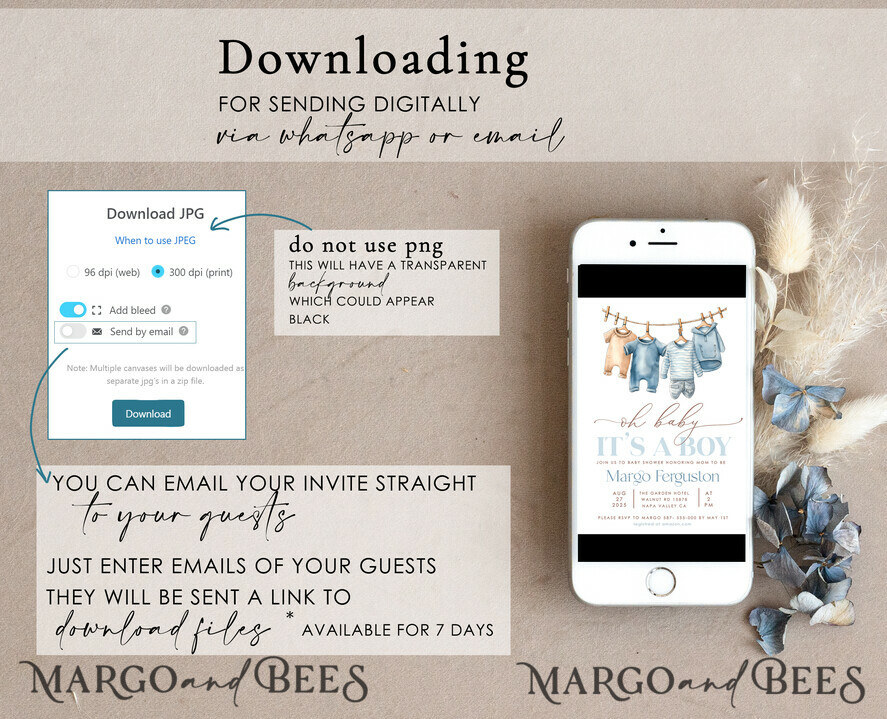 TEMPLETT baby shower Clothes Baby Boy Shower Invitation Template Set Oh baby It\'s a boy Diapper Raffle Books Arch Instant Download Dusty Blue editable invite