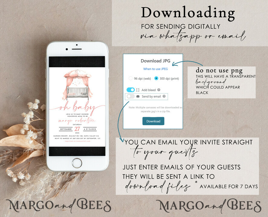 TEMPLETT baby shower Crib Baby Girl Shower Invitation Template Set Oh baby little pink crib Diapper Raffle Books Arch Instant Download Blush Pink editable invite