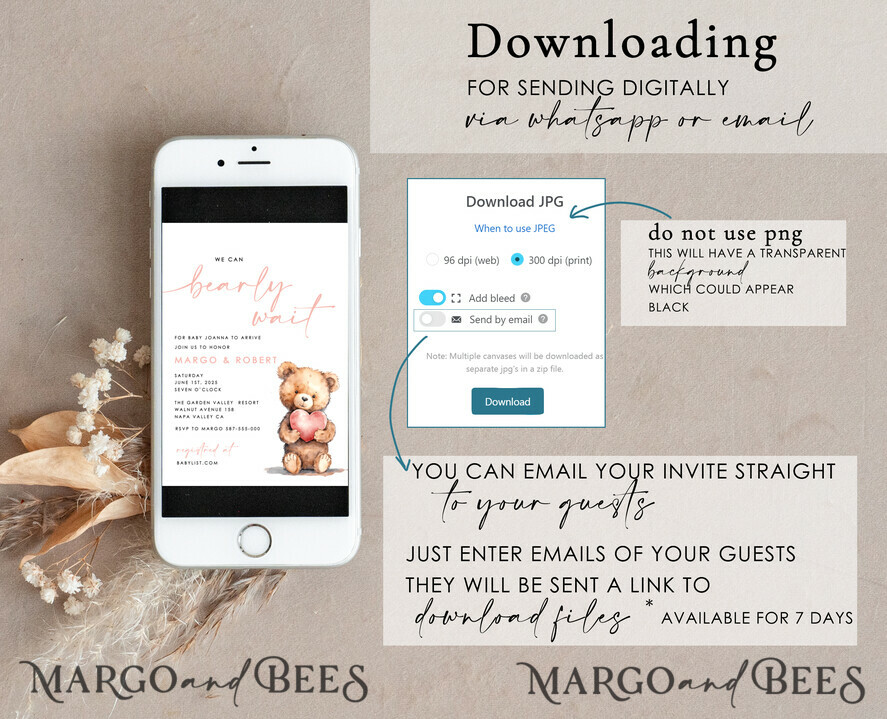TEMPLETT baby shower Gender Neutral Teddy Bear Baby Boy Shower Invitation Template Set We Can Bearly Wait Diaper Raffle Books, Instant Download Editable Invites