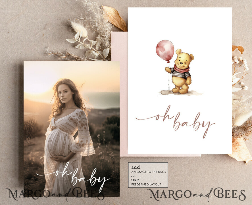 TEMPLETT baby shower Pink Winnie Pooh Girl Baby Shower Invitation Digital Template Set Hunny Fall, Oh baby Diaper Raffle Books Instant Download Printable Invite