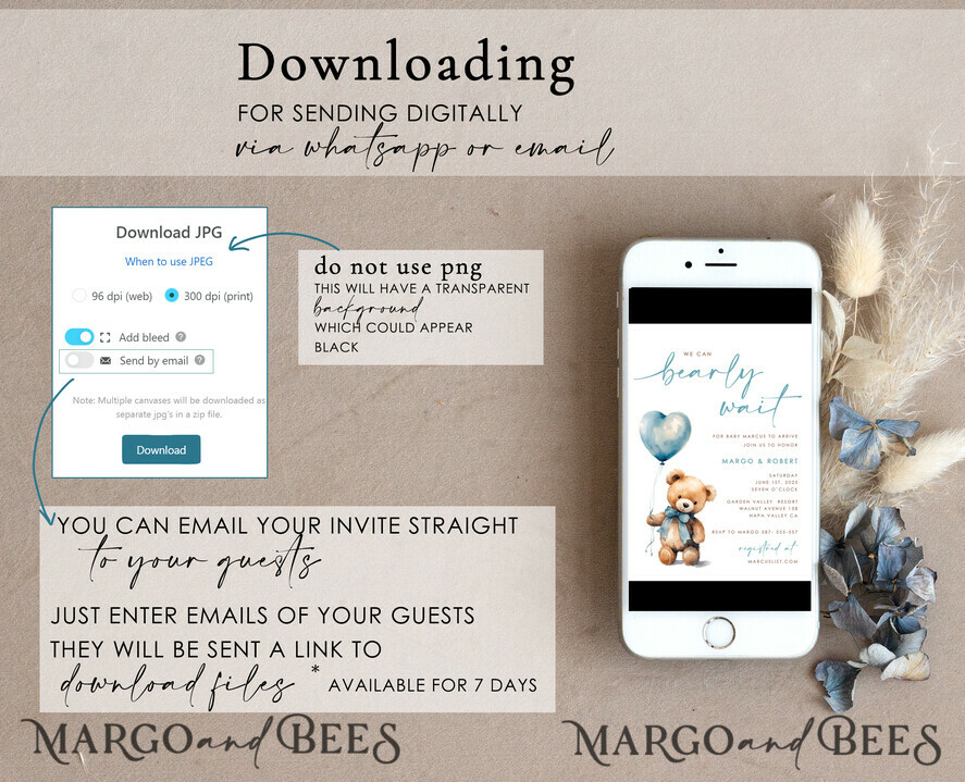 TEMPLETT baby shower Teddy Bear Baby Boy Shower Invitation Template Set We Can Bearly Wait Diaper Raffle Books, Instant Download Printable Invites Home Printing