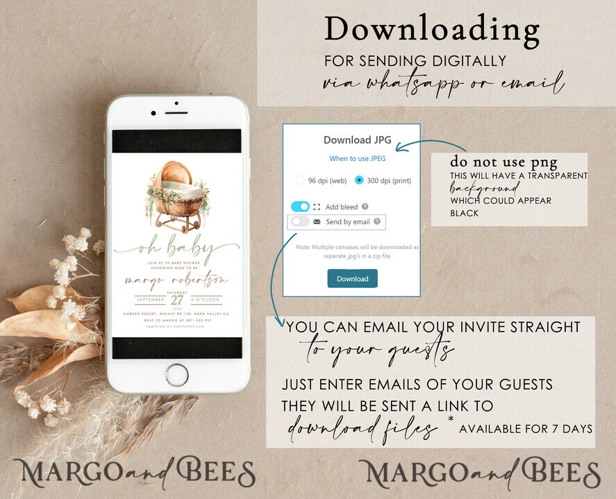 TEMPLETT baby shower Stroller Baby Gender Neutral Shower Invitation Template Oh baby Diapper Raffle Books Arch Instant Download Flowers Basket editable invite