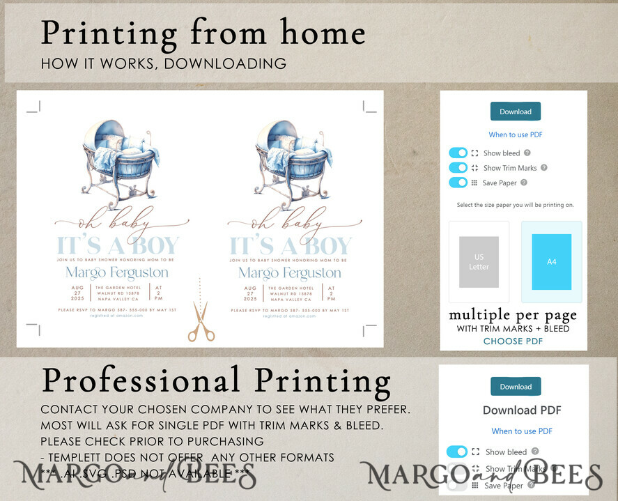 TEMPLETT baby shower Crib Baby Boy Shower Invitation Template Set Oh baby it\'s a boy crib Diapper Raffle Books Arch Instant Download Dusty Blue editable invite