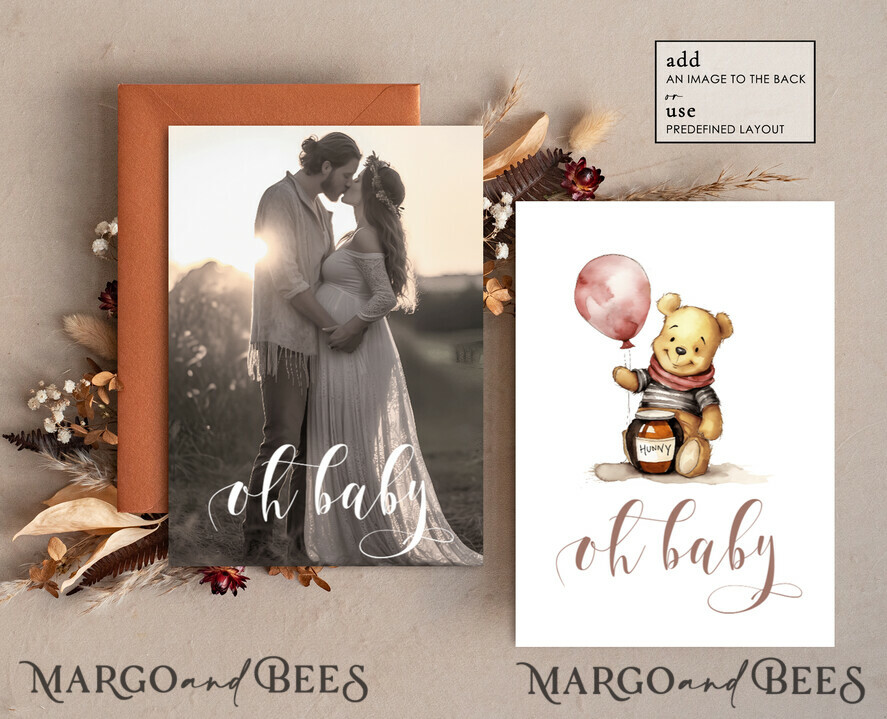TEMPLETT baby shower Winnie Pooh Baby Shower Invitation Digital Template Set Hunny Fall, Gender Neutral Diaper Raffle Books Instant Download Printable Invite