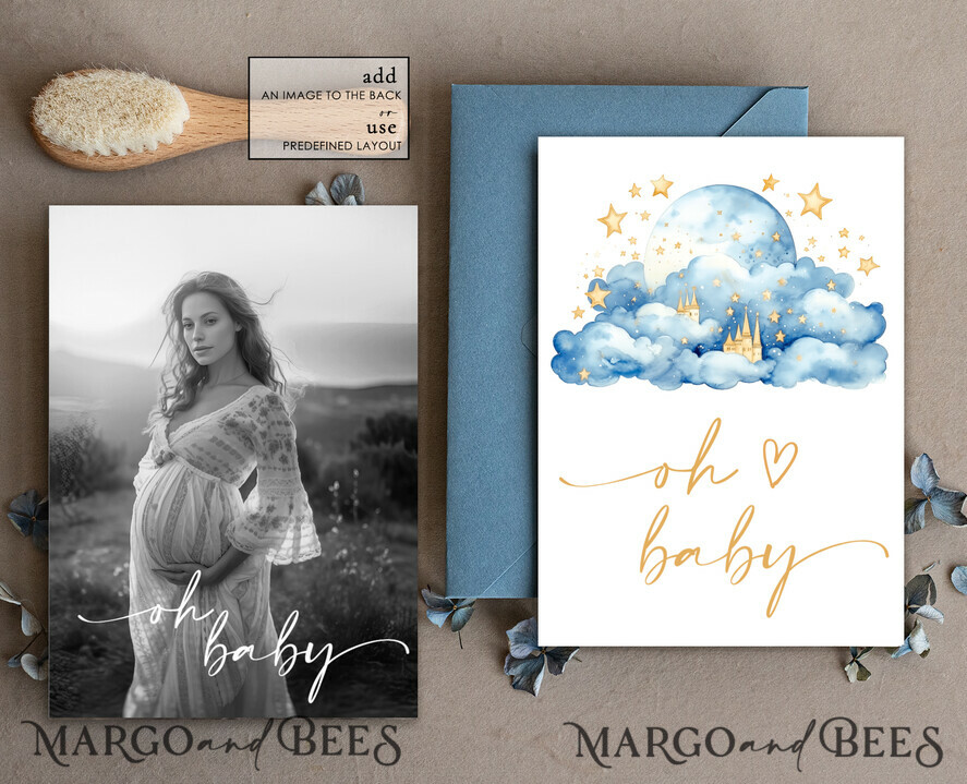 TEMPLETT baby shower Editable Twinkle Little Star Baby Boy Shower Invitation Template, Moon Stars Blue Invite Instant Download Wait Diaper Raffle Books Invites
