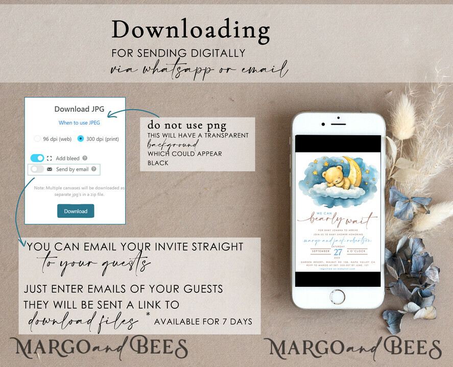 TEMPLETT baby shower Dusty Blue Teddy Bear Baby Boy Shower Invitation Template Set We Can Bearly Wait Diaper Raffle Books, Instant Download Printable Invites Home Printing